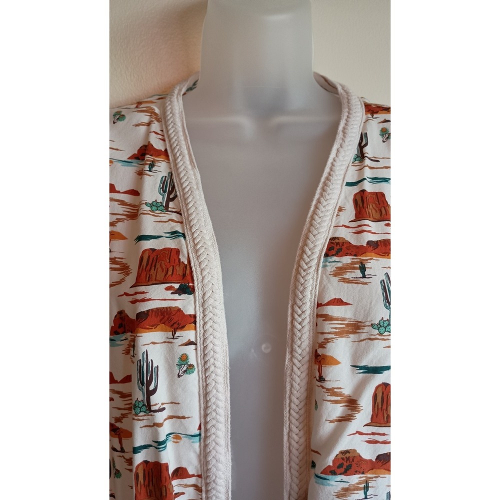 Rock & Roll Cowgirl Desert Print Open Front Kimono Split Sleeve Rayon M - Picture 2 of 11